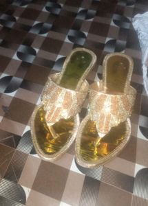 Beautiful Orangish Golden Stone Heels