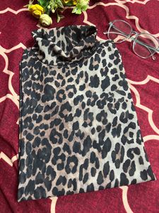 Tiger Print High Neck Top