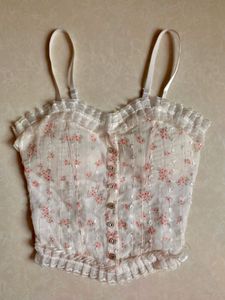 Floral Corset Top with Ruffles