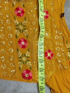 Elegant Yellow Embroidered Kurti Set