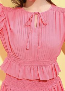 Chic Pink Smocked Waist Mini Dress