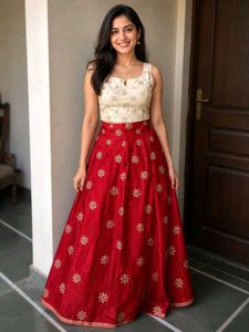 Elegant Red Embroidered Lehenga Choli