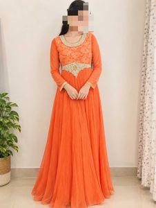 Elegant Orange Ethnic Gown