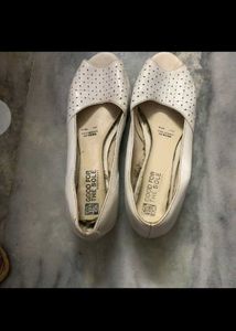 White Perforated Ballet Flats
