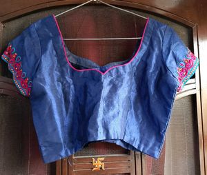 Readymade Net Embroidered Saree with 2 Blouses