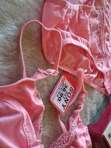 Pink Lace Bra and Panty Set