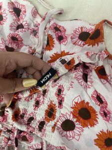Sunflower Print Smocked Top