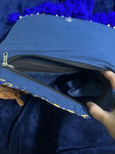 Bohemian Blue Embroidered Crossbody Bag