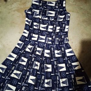 Nautical Print Sleeveless Dress