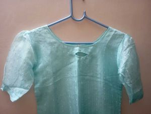 Light Blue Kurta Set with White Pants