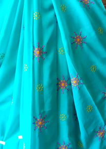 Beautiful Teal Embroidered Saree