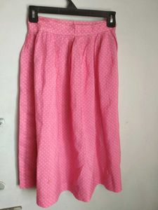 Pink Polka Dot Midi Skirt