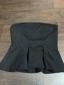 Chic Black Strapless Peplum Top
