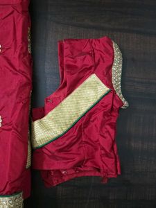Red Embroidered Silk Saree