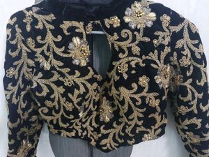 Heavily embroidered Black Velvet Blouse