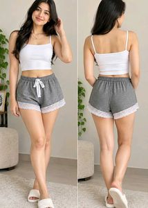 Cozy Striped Pajama Shorts with Lace Trim