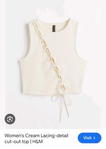 Cream Lace-Up Cut-Out Tank Top
