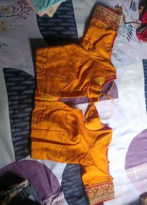 Trendy Orange Silk Blouse Stiched