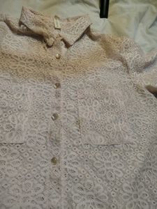 Sheer Lace Button-Up Shirt