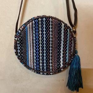 Boho Woven Round Crossbody Bag