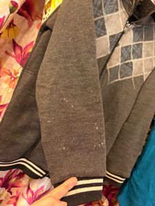 Gray Argyle Zip-Up Jacket