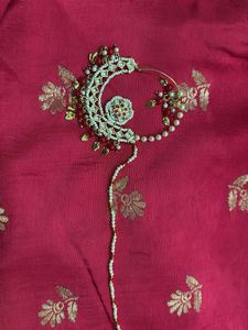 Exquisite Kundan &amp; Pearl Nath Combo set