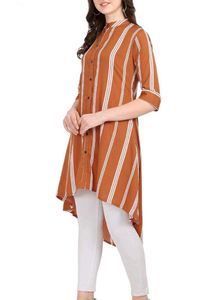 Preloved Chic Brown &amp; White Striped Kurta 🤎✨