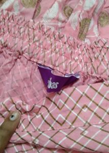 Peach Kurta Set With Embroidered Yolk