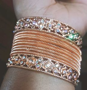 Rose Gold and Bule Velvet Bangle