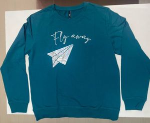 Teal "Fly Away" Paper Plane Sweatshirt