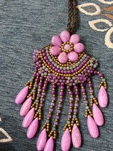 2 piece vintage hematite beaded necklace with gree