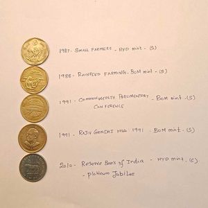 Small Set Of 1 Rupee Commemorative Coins