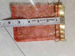 Elegant Red &amp; Gold Drawstring Pouch- pack of 40