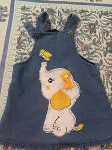 Adorable Elephant Denim Overall Dress