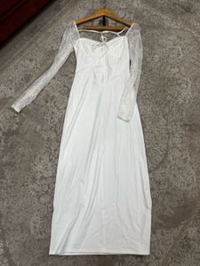 Elegant White Lace Sleeve Dress