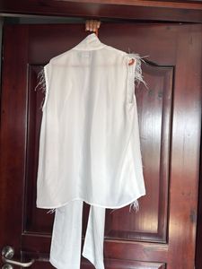Chic White Feather Trimmed Gown