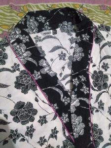 Elegant Floral Print Kimono Style Kurta