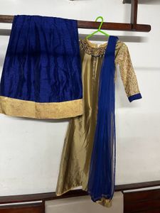 Elegant Gold & Blue Lehenga Choli Set