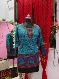 Beautiful Teal Blue Printed Kurta