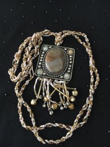 OOAK Beaded agate tassel Necklace