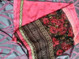 Red and pink colour Saree