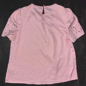 Shein Pink Eyelet Sleeve Top