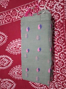 Grey Saree with Pink Border