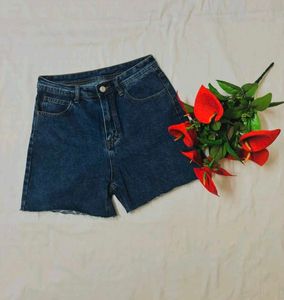 Denim Shorts with Raw Hem