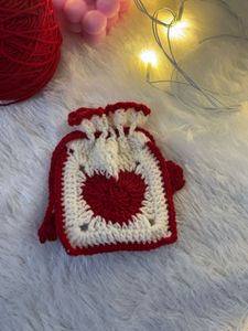 Handmade Crochet Heart Pouch