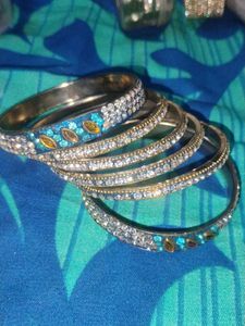 Blue silver bangles