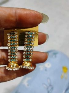 sky Blue and golden Necklace