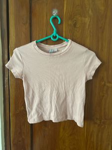 H&M Pink Ribbed Crop Top