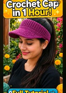 Handmade Purple Crochet Visor Hat