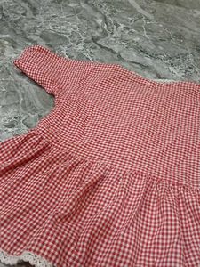 Cute Red Gingham Dress Material